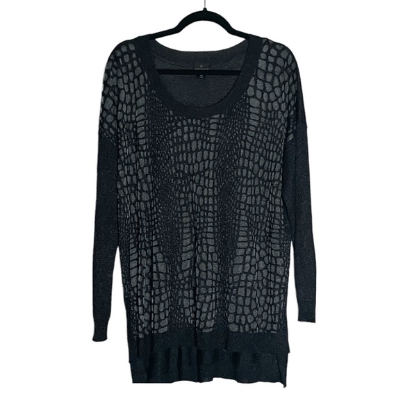 🌺 Worthington Black Slinky Semi Sheer Abstract Print Stretchy Sweater Size XL - Picture 1 of 9